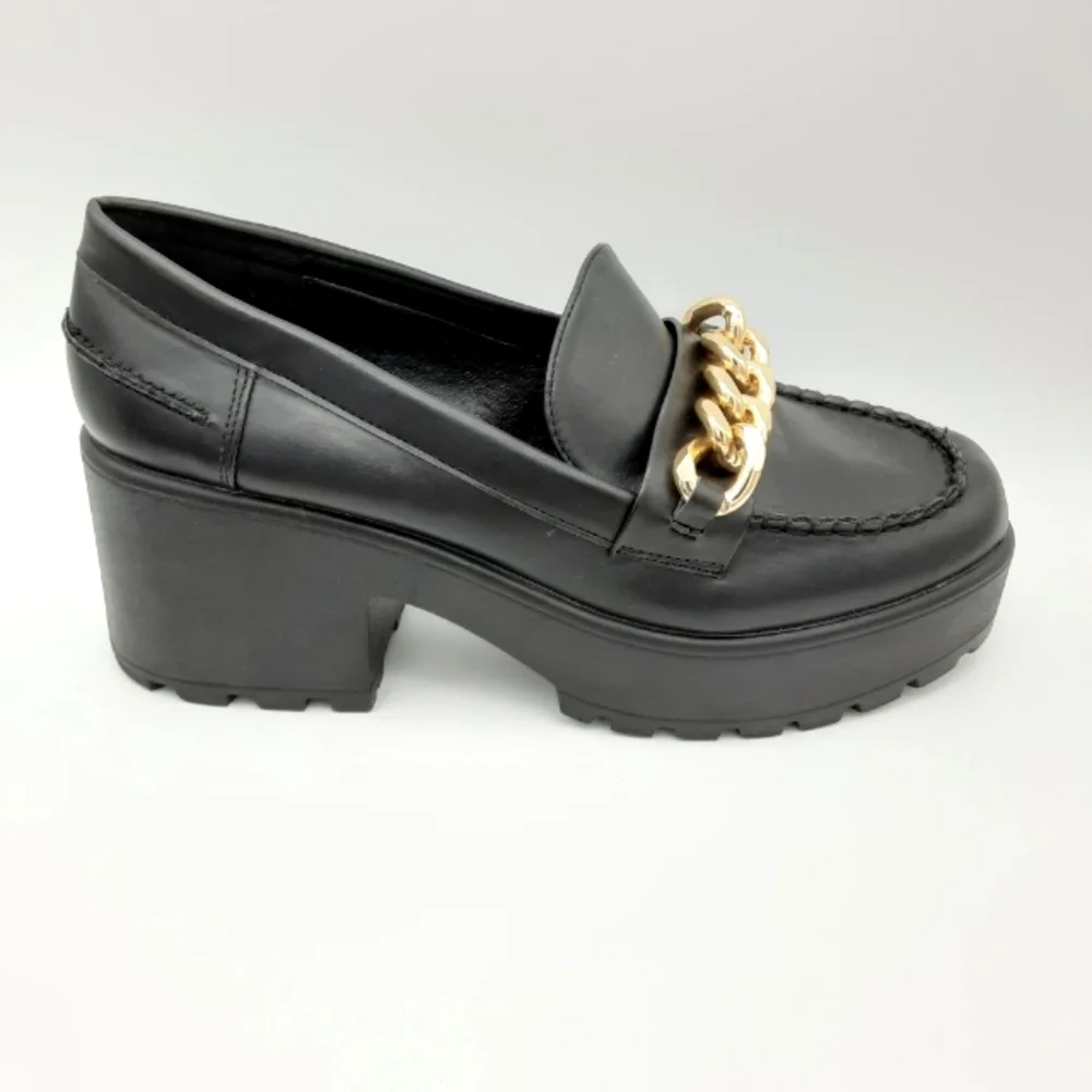 Nasty Gal Black Platform Chain Loafer